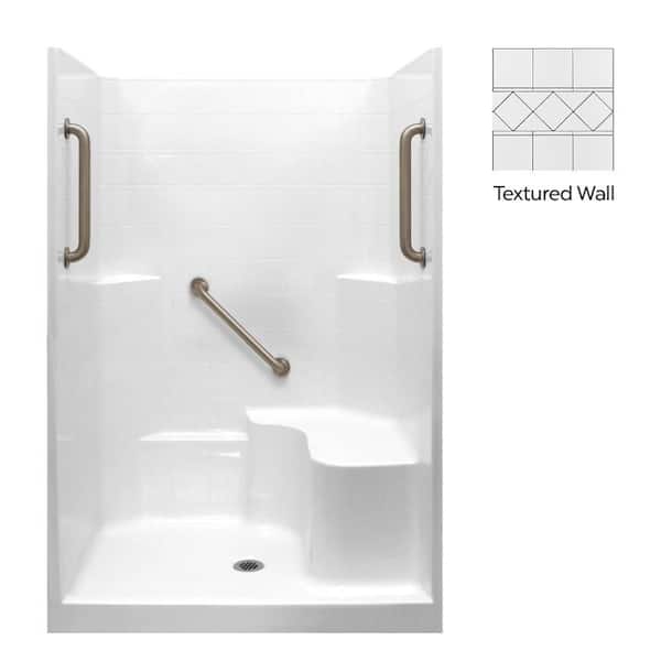 Liberty 37 in. x 48 in. x 80 in. AcrylX 1-Piece Shower Kit with Shower Wall and Shower Pan in White, 3 Loose Grab Bars