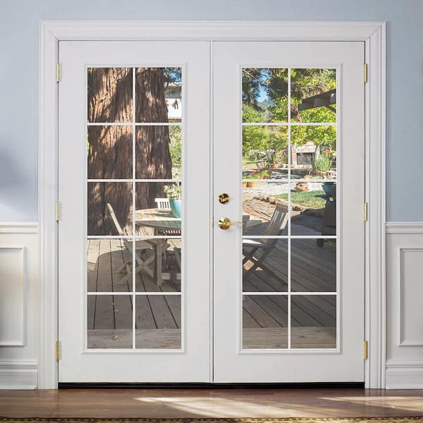 Masonite 72 in. x 80 in. Primed White Steel Prehung Left-Hand Inswing 10-Lite Clear Glass Patio Door without Brickmold 97727 - The Home Depot