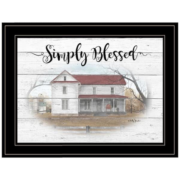 HomeRoots Charlie SIMPLY BLESSED 1-Piece Framed Wall Art 15 in. x 19 in.