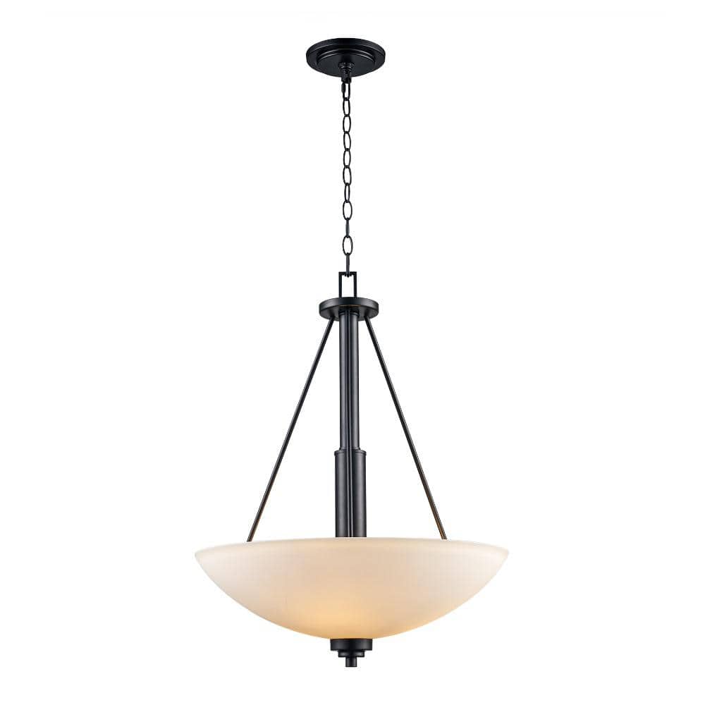 Mod Pod 20 in. 3-Light Black Hanging Pendant Light Fixture with Frosted Glass Shade price history on PriceWatchPro