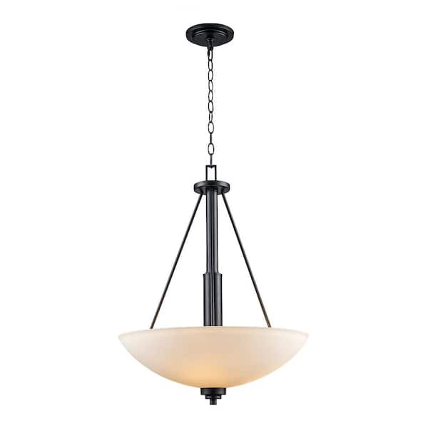 Bel Air Lighting Mod Pod 20 in. 3-Light Black Hanging Pendant Light Fixture with Frosted Glass Shade