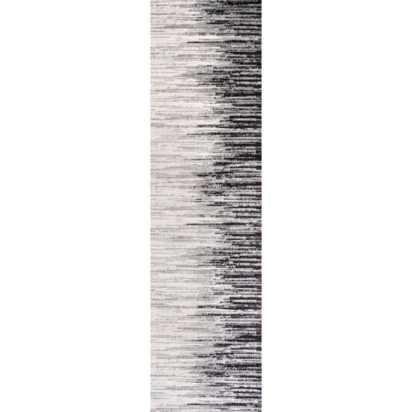 Linear Modern Half-Stripe Gray/Cream 2 ft. x 8 ft. Runner Rug
