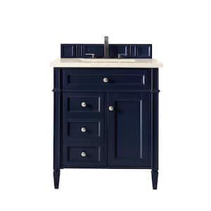 Brittany 30 in. W x 23.5 in. D x 34 in. H Bath Vanity in Victory Blue with Eternal Marfil Quartz Top