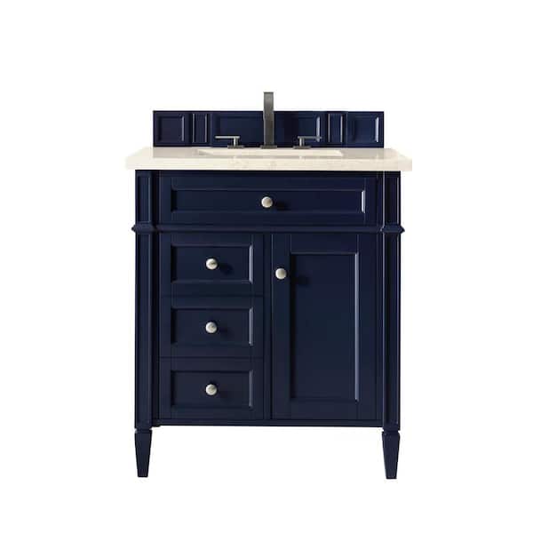 James Martin Vanities Brittany 30 in. W x 23.5 in. D x 34 in. H Bath Vanity in Victory Blue with Eternal Marfil Quartz Top
