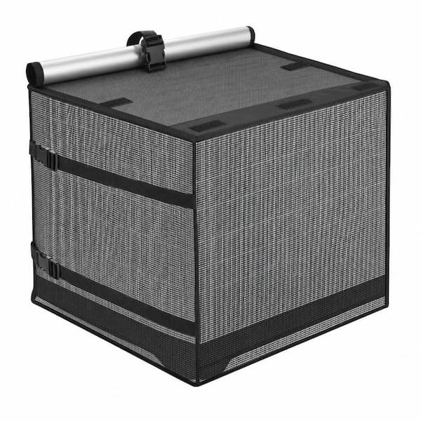 1-Pack Black 600D Oxford Fabric Waterproof Mesh AC Unit Cover, All Season UV, Rain and Snow Outdoor Protection