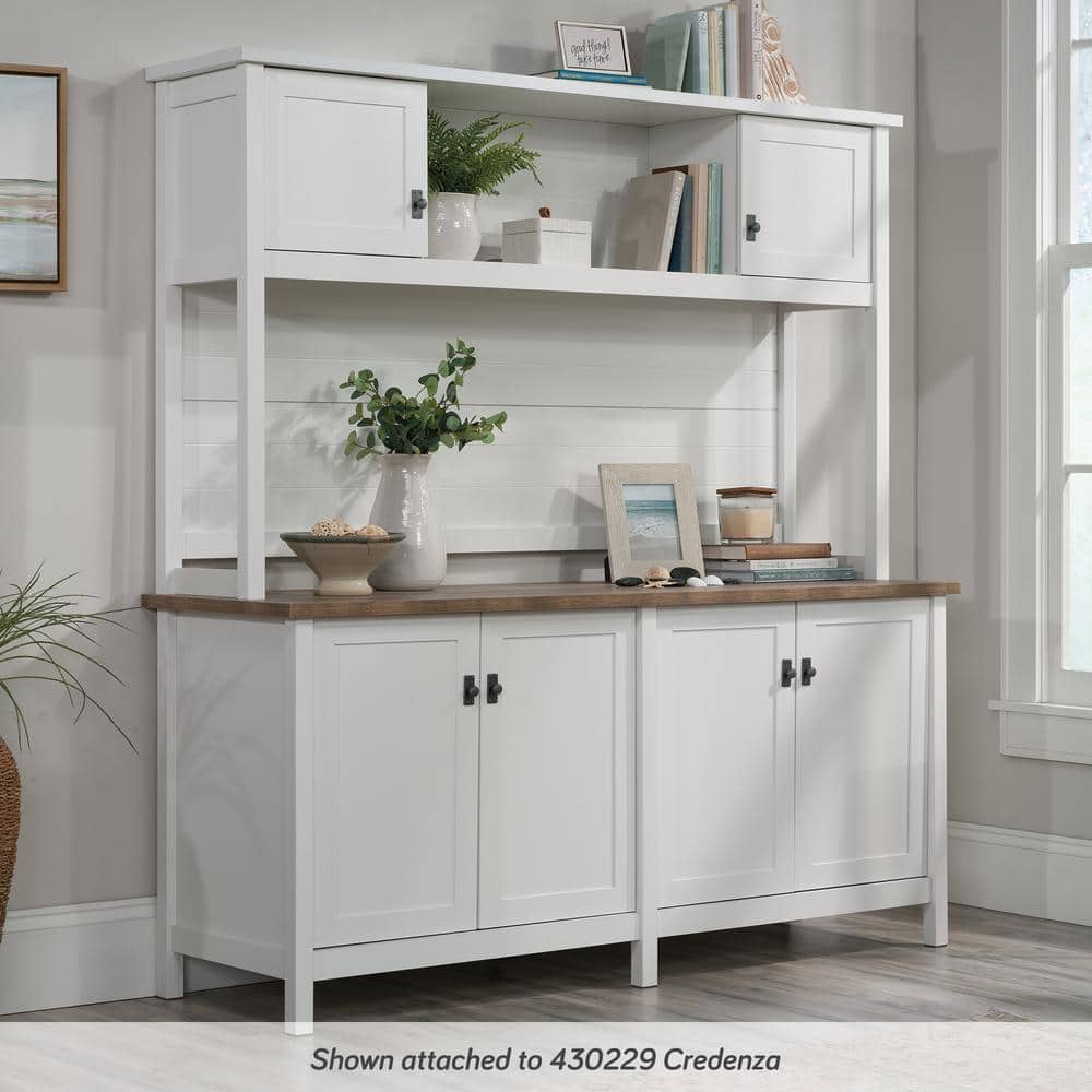 Cottage Road 66" White Bead Board Desk Hutch