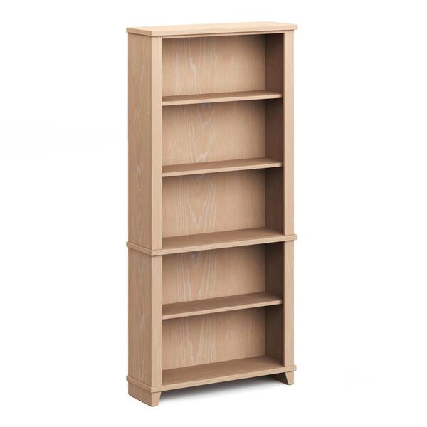 Deer Valley 72 in. Tall Hazelwood Finish Solid Wood 5 Shelf Adjustable Bookcase Made in America