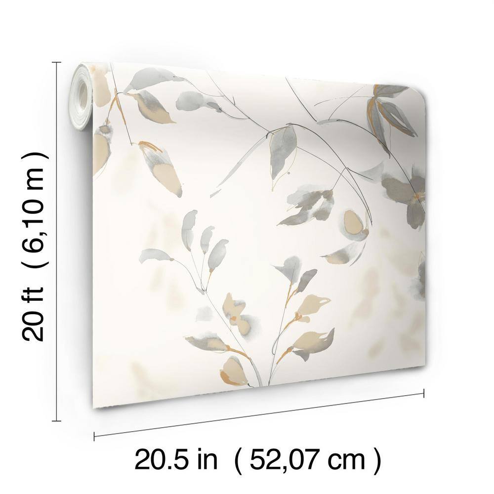 Soft Neutral Linden Flower Peel and Stick Wallpaper