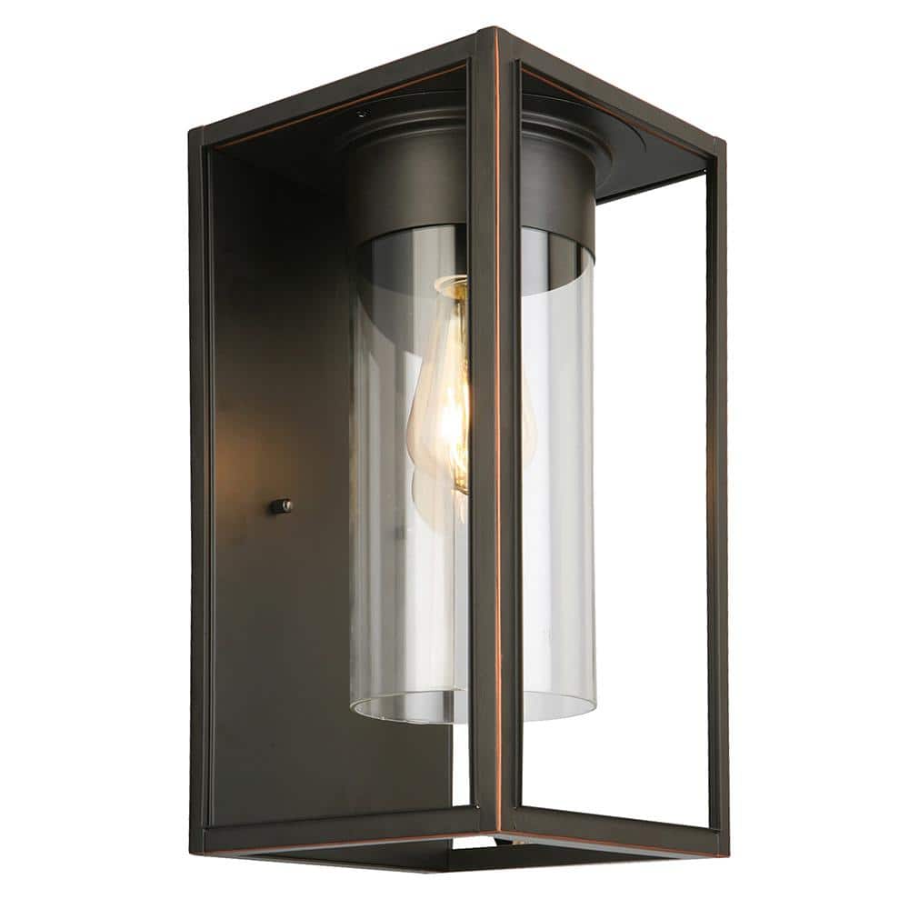 Walker Hill 7.24 in. W x 15 in. H 1-Light Oil Rubbed Bronze Outdoor Wall Lantern Sconce with Clear Glass Shade price history on PriceWatchPro