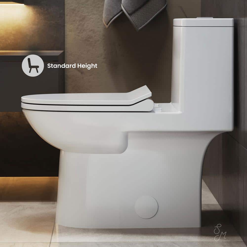 Daxton White Elongated Dual-Flush One-Piece Toilet