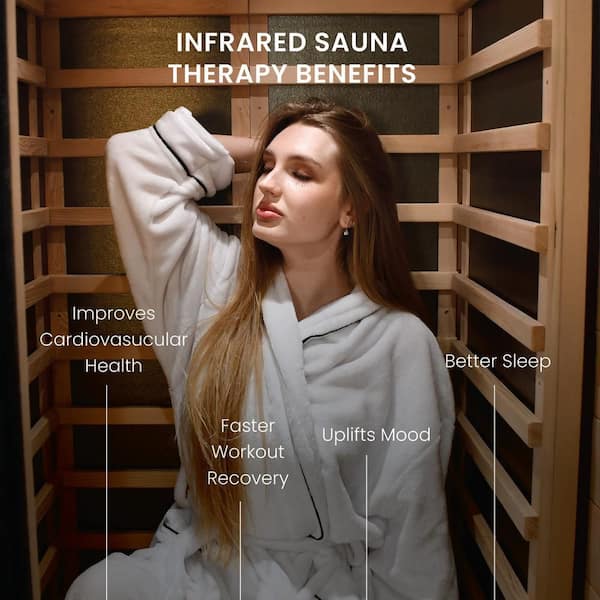 ALEKO 1-Person Indoor Hemlock Infrared Sauna-Black SIR1OASBLK-HD