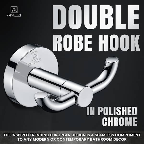 Caster Series Double Robe Hook in Polished Chrome