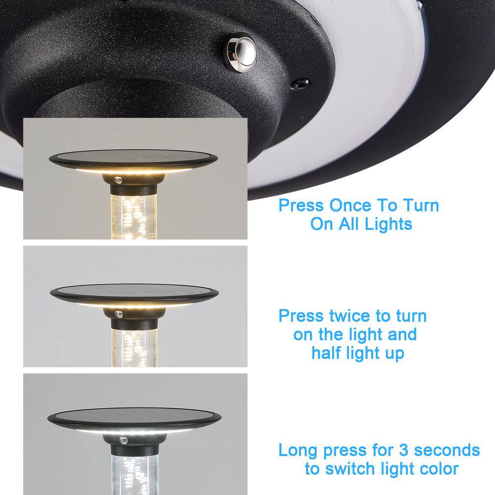 Black Aluminum Solar LED Pathway Light with Frosted Lens