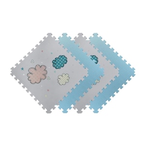 Reversible Clouds/Blue Children's Designer 24 in. x 24 in. x 0.47 in. Foam Mats (4-Pack)