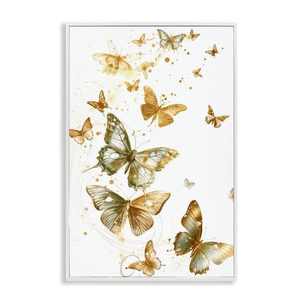 Stupell Industries Butterfly Trail with Speckles by LSR Design Studio White Framed Animal Giclee Art Print 24 in. x 16 in.