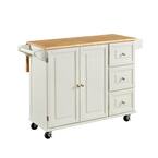 Liberty White Kitchen Cart with Natural Wood Top