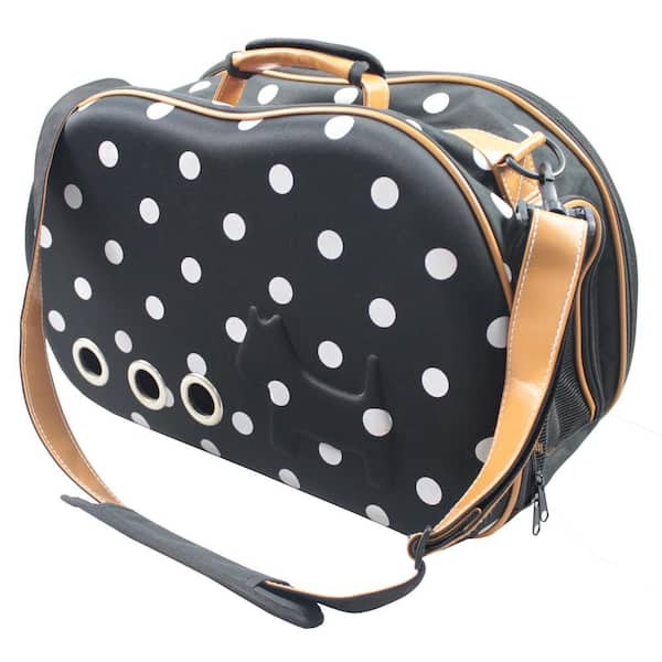 PET LIFE Fashion Dotted Venta-Shell Perforated Collapsible Military Grade Designer Pet Carrier