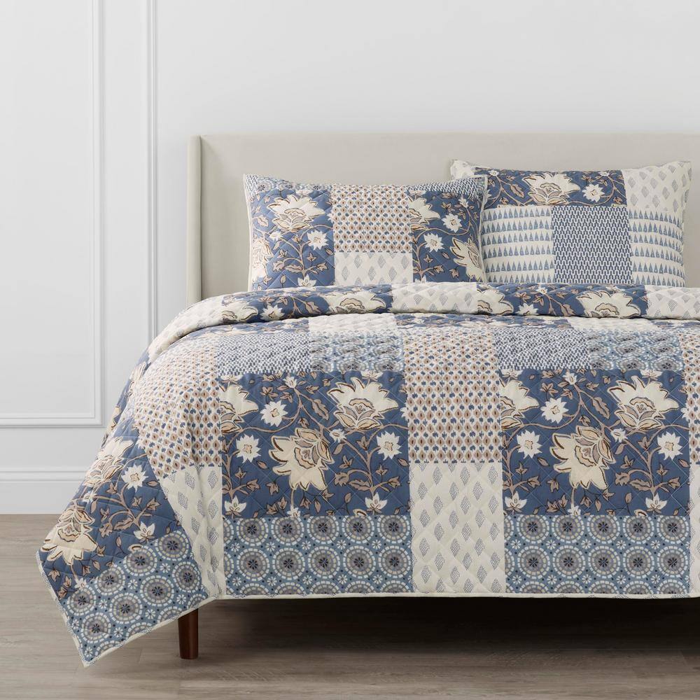 Daniel Denim Real Patchwork 100% Cotton Quilt Set – Bedspread Coverlet Multi-Color