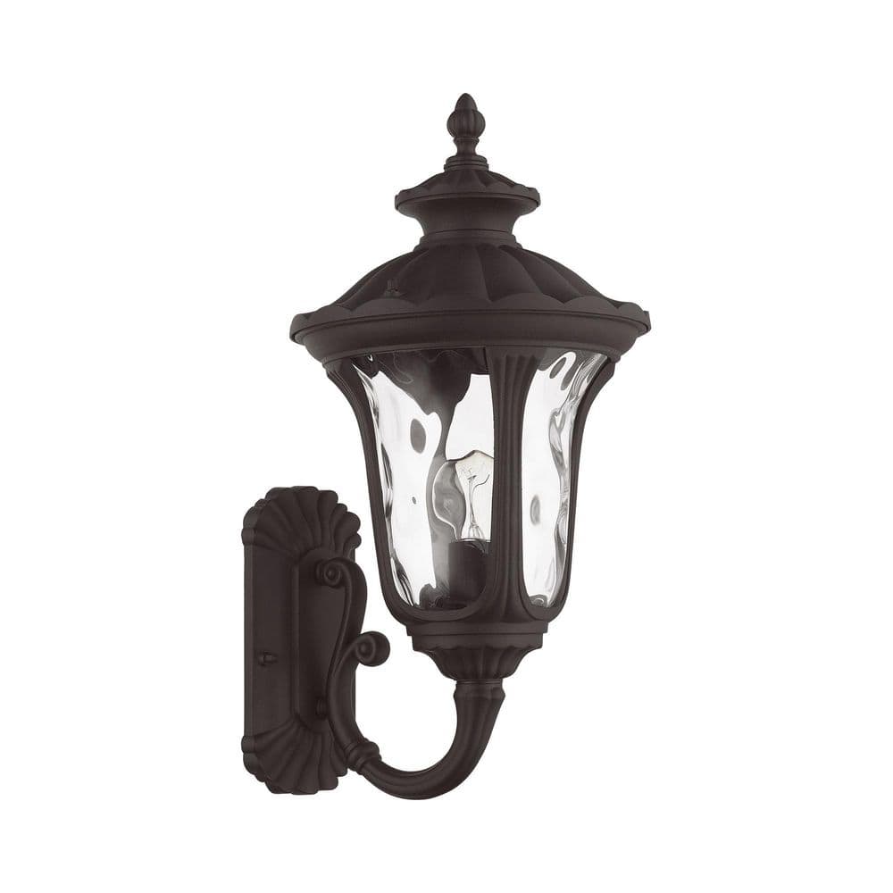 Elegant Oxford Bronze Outdoor Lantern with Clear Water Glass