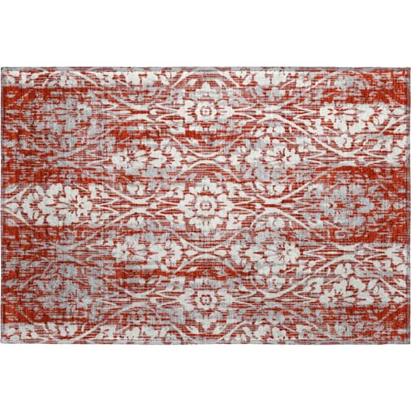 Mayfield Premium Machine Washable Abstract AMF2482 Red 2 ft. x 3 ft. Accent Rug