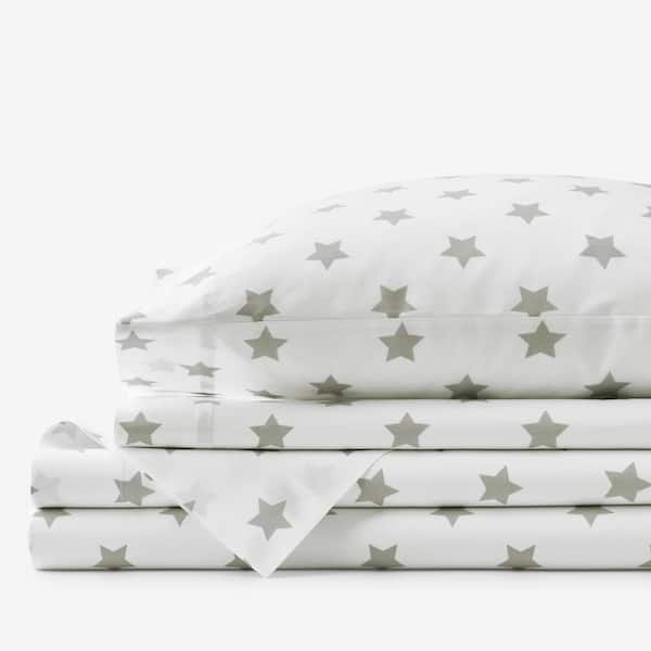 Company Kids by The Company Store Company Kids Stars Organic 3-Piece Gray Cotton Percale Twin XL Sheet Set