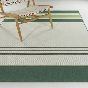 Sandor Green 5 ft. x 7 ft.  Striped Indoor/Outdoor Area Rug