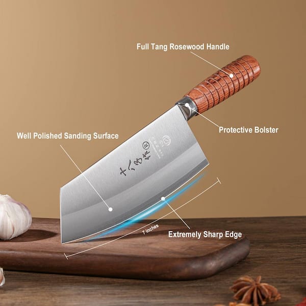 Aoibox 7 in. Stainless Steel Blade Chinese Cleaver Knife Aoibox 7 in. Stainless Steel Blade Chinese Cleaver Knife