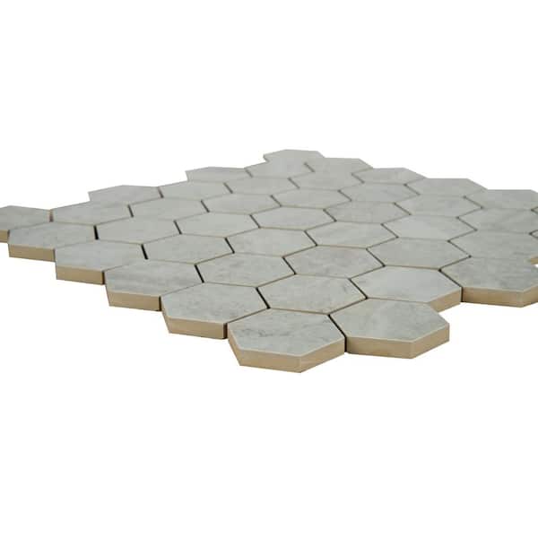 Everest Gray Hexagon 12 in. x 12 in. x 10mm Glazed Porcelain Mesh-Mounted Mosaic Tile (8 sq. ft./Case)