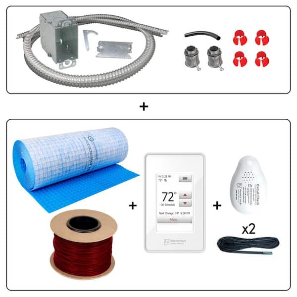 WarmlyYours 675 ft. Cable System with Heat Membrane nSpire Touch Thermostat and Electrical Rough In Kit (Covers 210.9 sq. ft.)