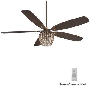 Bling 56 in. Integrated LED Indoor Oil Rubbed Bronze Ceiling Fan with Light with Remote Control
