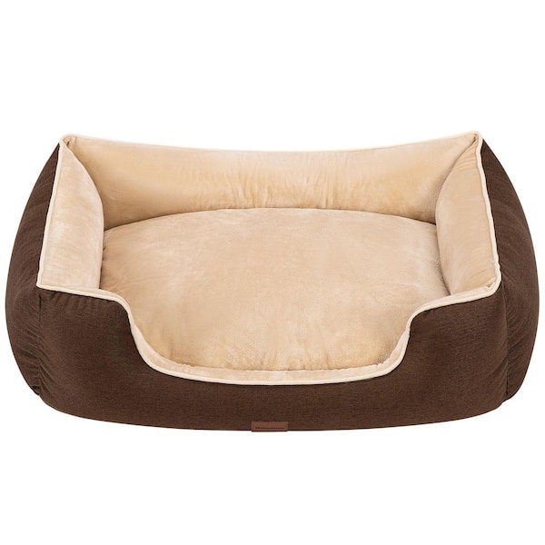 36 in. Medium Orthopedic Brown Dog Bed with Dual-Layer Interior Padding for Support and Softness