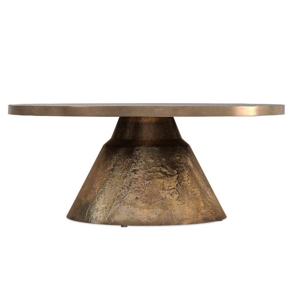 Michelle Vintage Brass Round Cast Aluminum Coffee Table