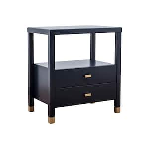 Hooper Navy 2 Drawer Accent Side Table