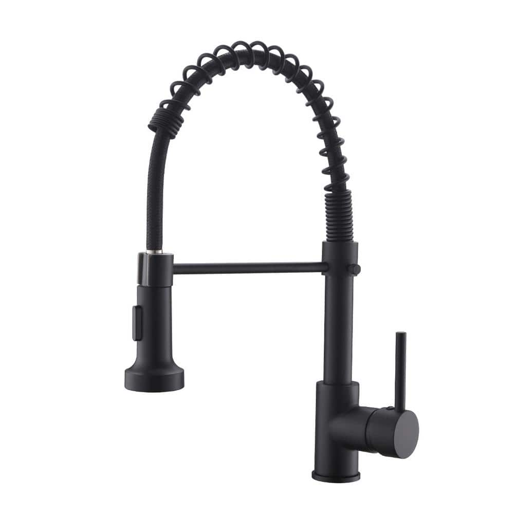 Tahanbath Single Handle Deck Mount Pull Down Sprayer Kitchen Faucet In   Matte Black Pull Down Kitchen Faucets Q Xy 289b 45 64 1000 