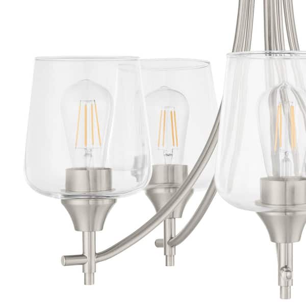 Hampton Bay Pavlen 23 In 5 Light Brushed Nickel Chandelier With Clear Glass Shades Gs P070811bn Light Brushed Nickel Chandelier With, Hampton Bay 5 Light Brushed Nickel Chandelier With Clear Glass Shades