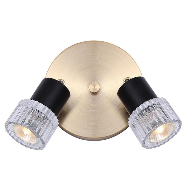 CANARM Elsee 2 ft. Gold and Matte Black Halogen Wall Mounted Hard Wired Track Lighting Kit with Cylinder Head