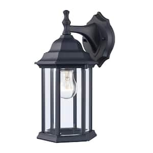 Cumberland 1-Light Black Outdoor Wall Light Fixture with Clear Glass