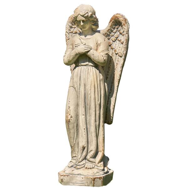 Zaer Ltd. International 47 in. Tall Standing Magnesium Angel Holding Heart Evangeline Garden Statue