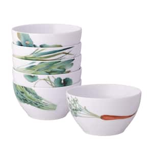 Kyoka Shunsai 4.25 in., 12 fl. Oz. White Porcelain Assorted Set of of 6 Deep Bowls