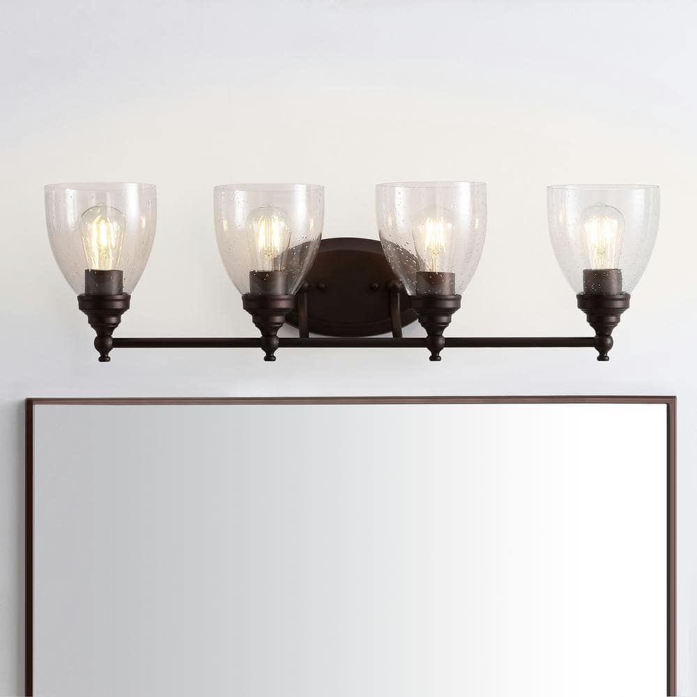 Marais 30" Oil-Rubbed Bronze LED Wall Sconce with Seeded Glass