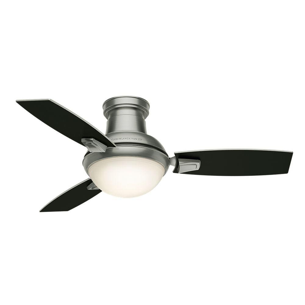 44" Satin Nickel Modern Ceiling Fan with LED Light and Remote