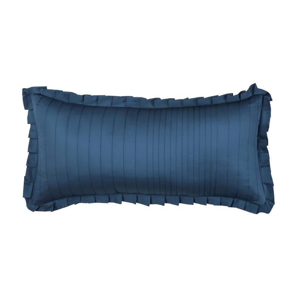 Mayfield Dark Blue Cotton Quilted Boudoir Decorative Throw Pillow