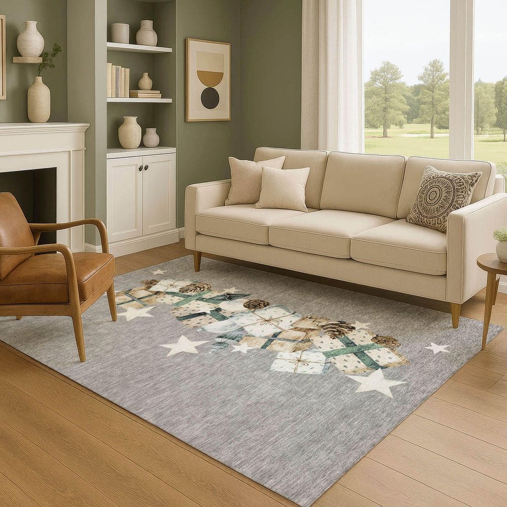 Mayfield Premium Machine Washable Abstract AMF1825 Gray 3 ft. x 4 ft. Area Rug price history on PriceWatchPro