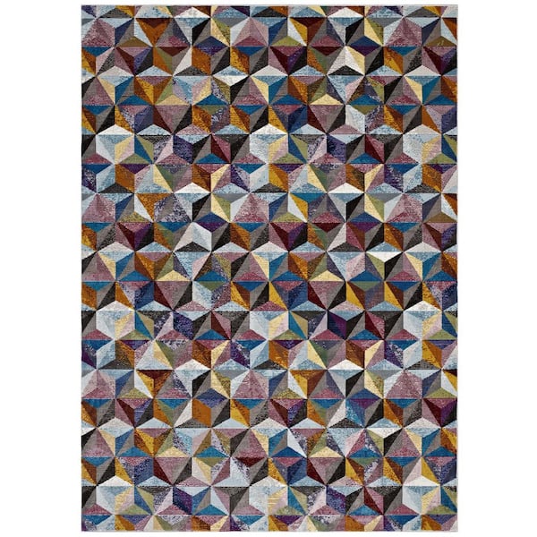 Arisa 8 ft. x 10 ft. in Multicolored Colorful Geometric Hexagon Mosaic Area Rug