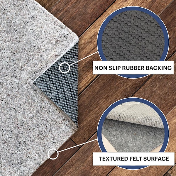 Essentials 12 ft. x 12 ft. Square Non-Slip Dual Surface Felt + Rubber 3/8 in. Thick Rug Pad