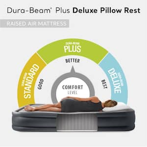 Queen Dura Beam Deluxe Pillow Raised Airbed Mattress with Built In Pump