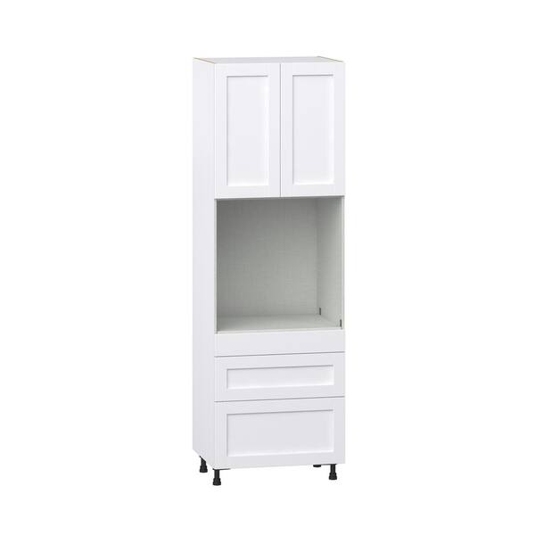 J COLLECTION 30 in. W x 94.5 in. H x 24 in. D Mancos Bright White Shaker Assembled Pantry Micro/Oven Cabinet with Drawer