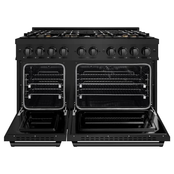48 in. 6.7 cu. ft. Classic Dual Fuel Range with 8 Burner DuoPro Cooktop and Dual Ovens in Black Stainless Steel