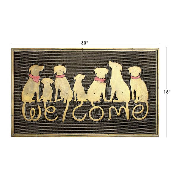 Red 18 in. x 30 in. Dog Welcome Rubber Doormat