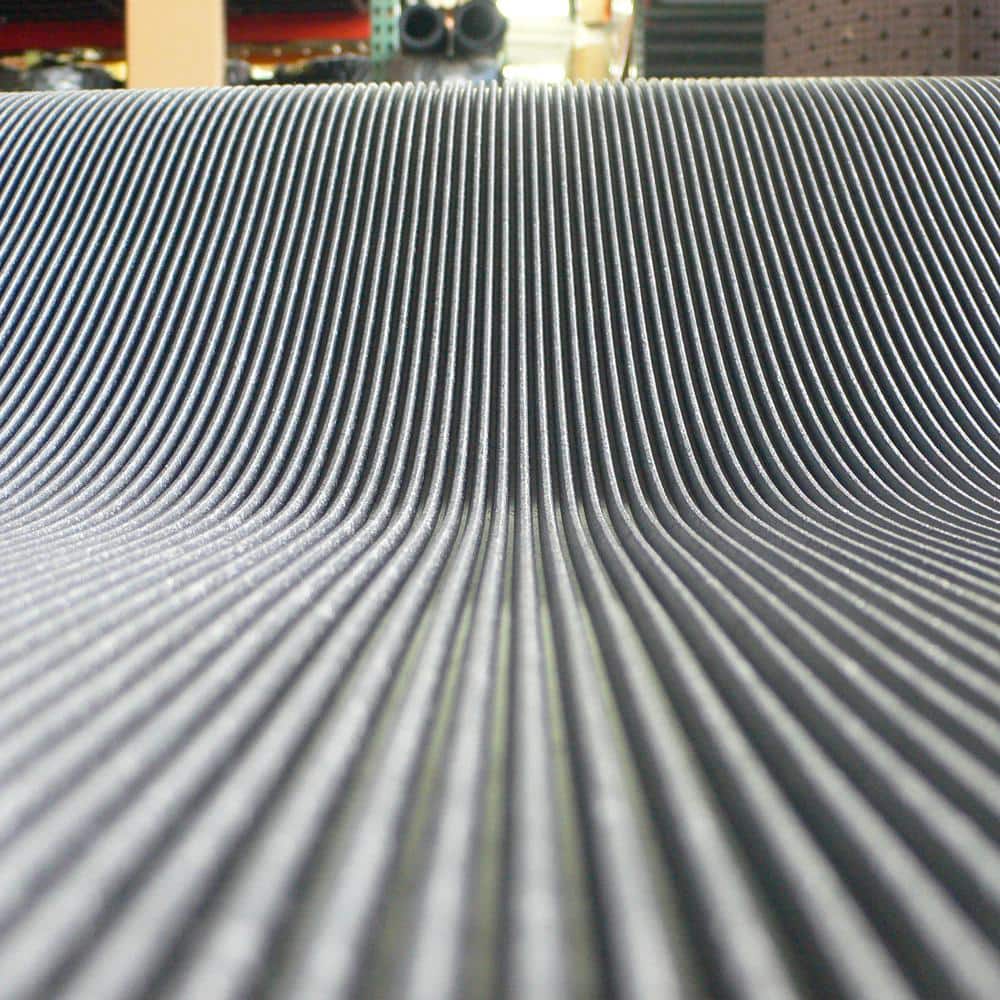 Fine-Rib Corrugated 48"x48" Black Rubber Multi-Use Mat